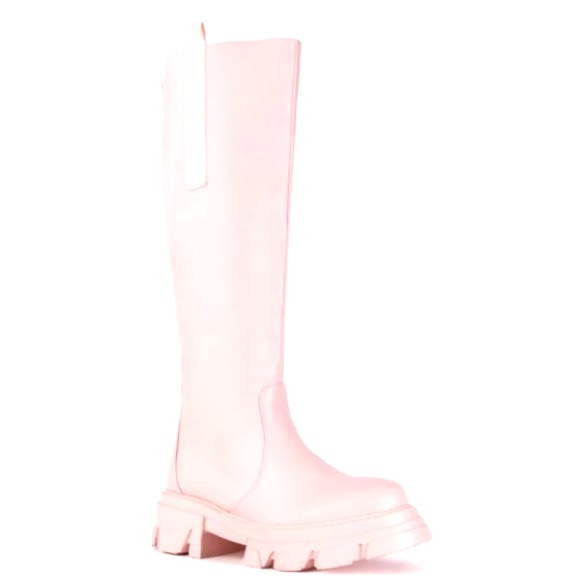 Azalea Wang Pink Luxe Vegan Leather Tall Knee High Flatform Boots - Picture 3 of 3